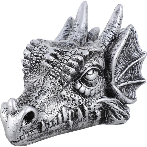 Sculpture pour Boule de, Décoration Maison Tête de Dragon en Résine Argentée Socle Base Unique et Créative pour Intérieur Élégant (1/5)
