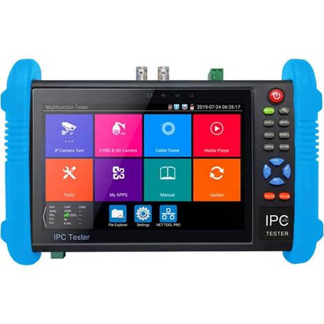Testeur de caméra de sécurité CCTV Testeur de caméra de 7 pouces Moniteur de testeur de vidéosurveillance de sécurité, testeur de surveillance multifonctionnel, haute définition coaxiale, sortie POE, (1/5)