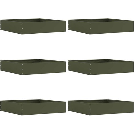 Lawn Edging 6 pcs Olive Green 60 x 60 x 13 cm Steel vidaXL
