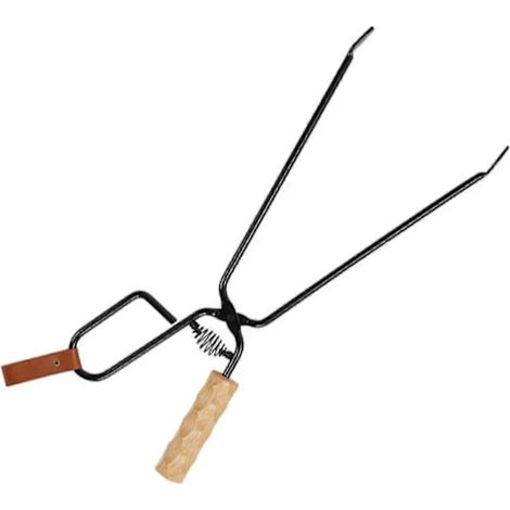 Filiyano-Pince à barbecue en fer avec manche en bois, longue pince anti-brûlure compatible avec les barbecues extérieurs et les barbecues au charbon (1/5)