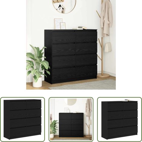 Holzwerkstoff -  Sideboard Schwarz Eichen-Optik 100x35x99 cm Holzwerkstoff (1/5)