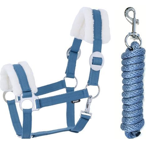 1 Ensemble Licol Cheval, Fourrure Synthétique, Longe Robuste, Mousqueton, Équitation Poney (1/4)