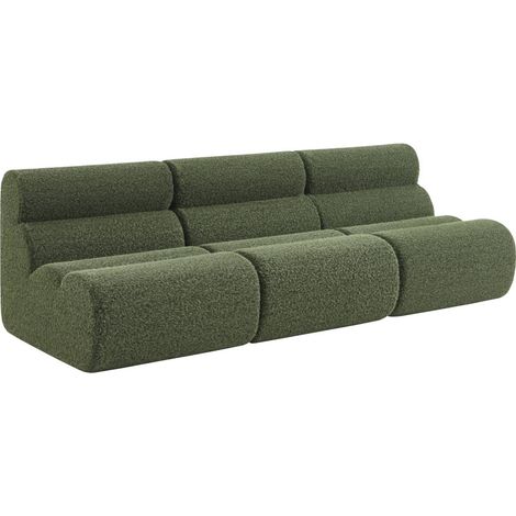 sweeek - 3er-Set modulare Lounge-Sessel mit Bezug im Alpaka-Look , Stoff, Khaki