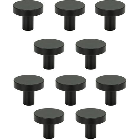 10 x Pomelli rotondi per mobili in metallo, neri (1/5)