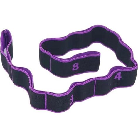 Cinghia da yoga con 8 anelli, per stretching, ginnastica elastica, yoga, pilates, danza, fisioterapia e allenamento della flessibilità, viola (1/5)