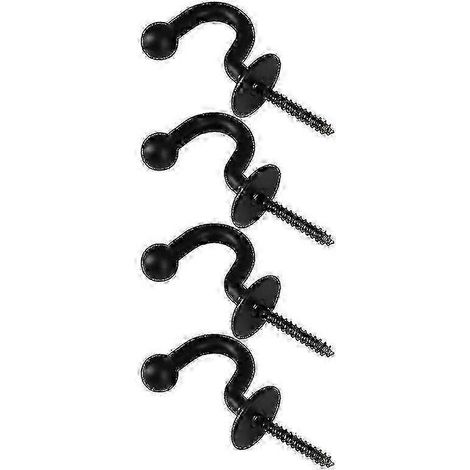 Filiyano-Crochets porte-outils en alliage de zinc noir 6 x 3 cm - Lot de 4 crochets muraux modernes pour rideaux A