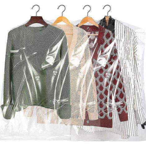 Lot de 20 sacs de pressing transparents, légers et résistants, pour ranger vos costumes et robes. (1/5)