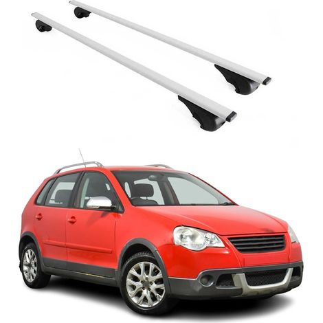 OMAC Barres de toit pour VW Polo mk4 2001-2009 – TÜV / DIN 75302:2019 – Antivol inclus – Charge max 75 kg – 2 barres Argent (1/4)