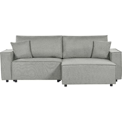 Corner Sofa Bed 3 Seater KARILA Fabric Grey with Storage Left Hand