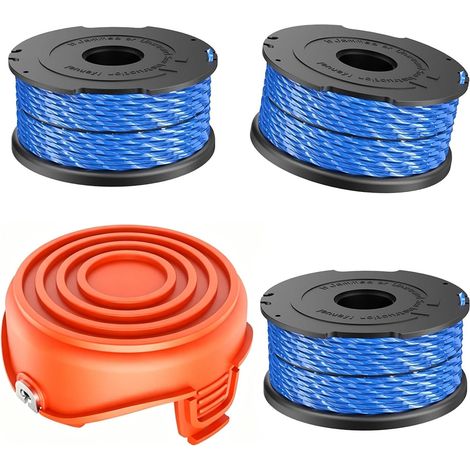 Bobine Fil Coupe Bordure Compatible avec Black Decker A6441 avec A6442-XJ,pour GL315, GL337, GL350, GL650, GL651, GL652, GL653, GL655, GL656, GL660, GL670, GL680, GL55300(3 Bobine+1 Couvercle) (1/2)