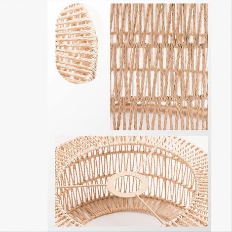 Abat-jour en corde de papier pour plafonnier, 30x15cm, teinte naturelle, éclairage chaleureux, suspension décorative, design tissé élégant. (1/5)