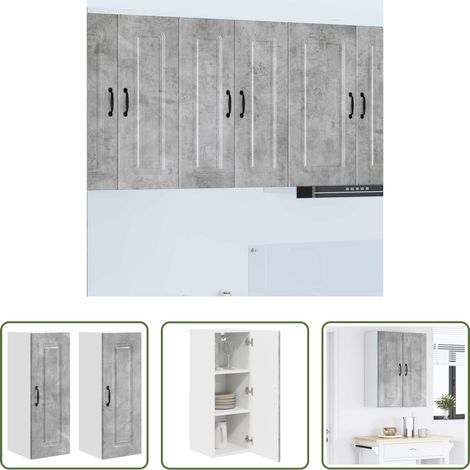 Holz Küchenschrank - Küchenschrank Kalmar 2 pcs Beton Grau 30 x 31 x 80 cm (1/5)