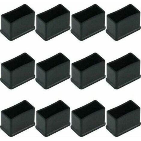 Lot de 12 embouts de protection en feutre de caoutchouc pour pieds de table et chaises – Noir 15 x 30 mm – Protection des sols et adhérence accrue
