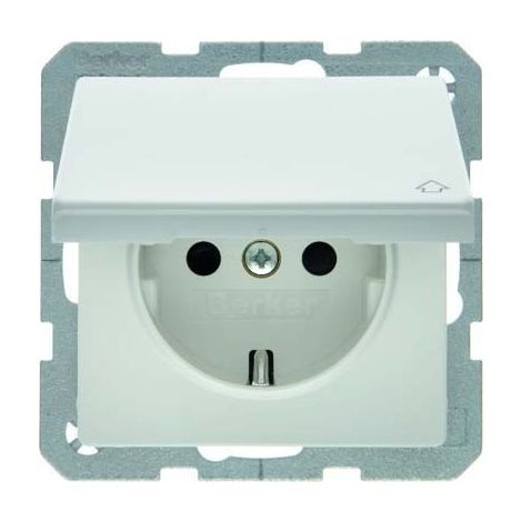 BERKER 47516069 STECKDOSE SCHUKO MIT KLAPPDECKEL BERKER Q.1 POLARWEIß, SAMT