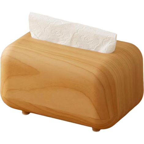 Elegante e semplice scatola porta tovaglioli antiscivolo - Stampa effetto legno chiaro + funzione antiscivolo - Accessorio per hotel / Decorazione per scrivania / Organizer per bar / Porta tovaglioli (1/5)