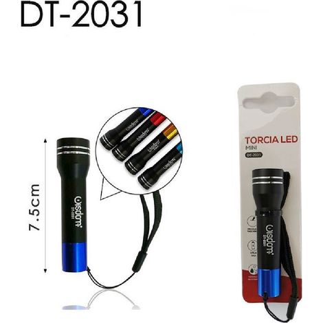 Wisdom - Set 2 Pezzi Mini Torcia Led Tascabile Per Escursioni Campeggi Vari Colori Dt2031 -