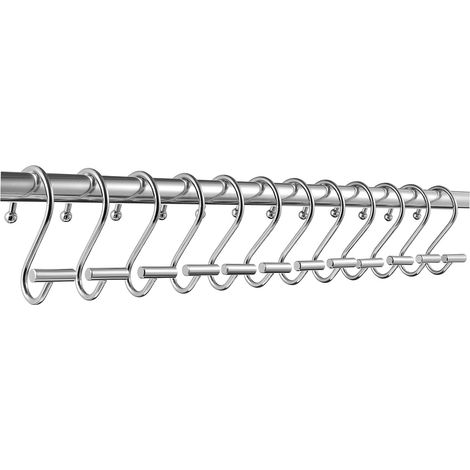 Lot de 12 crochets de rideau de douche chromés, type S (1/5)