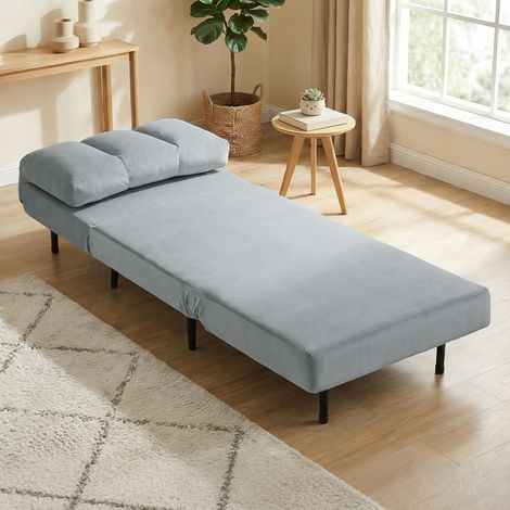 Sillón Cama Individual 3 en 1 Sofá Cama Plegable con Respaldo Ajustable y Cojín Grueso para Salón 72x88x87 cm Gris (1/5)