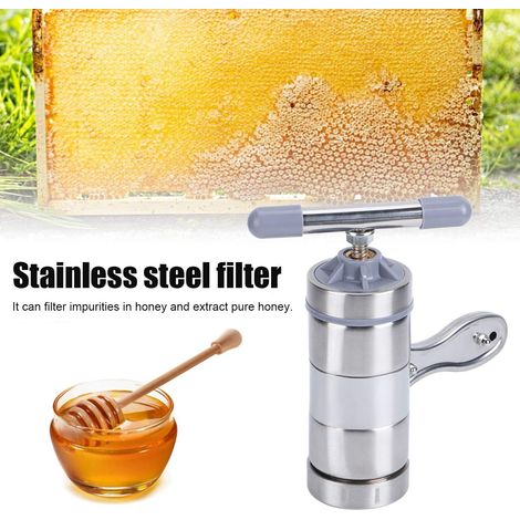 Spremimiele, spremimiele manuale portatile in acciaio inox con filtro, mini estrattore di miele per frutta, miele, frutta, cibo (1/4)