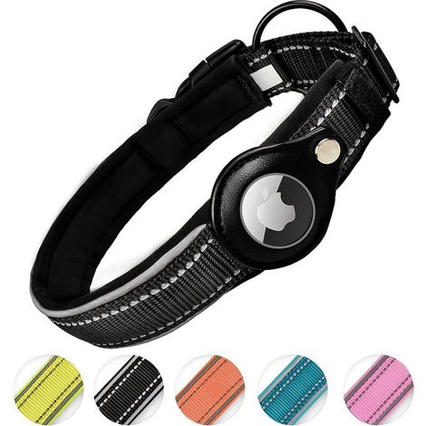 Collier pour chien AirTag réfléchissant, collier pour chien Apple AirTag ultra-résistant [Grande taille] Collier rembourré pour (1/5)