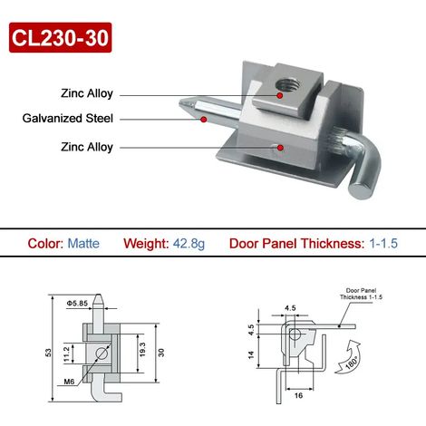 (CL230-30-YG-1-1.5-E-1PCS) Charnière de porte d'armoire électrique CL230, charnière à axe détachable en acier inoxydable Charnière de porte d'armoire électrique CL211 (1/5)
