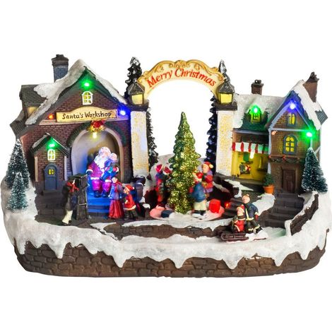Dekoration MagicHome Weihnachten, Dorf, 15 LEDs, farbig mit Melodien, 3x AA, Innenbereich, 33,50x18x20 cm (1/2)