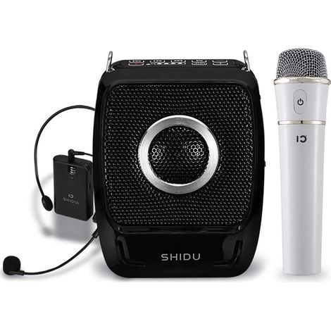 Amplificateur de Voix sans Fil Bluetooth Portable 25W Amplificateur Voix Haut Parleur avec Micro Casque + UHF Compact Handheld Microphone sans Fil pour Enseignants, Guides Touristiques, Baskets (1/5)
