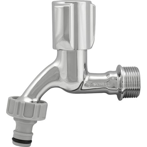 Rubinetto da giardino Schell da 3/4" con raccordo rapido, cromato, testa a fungo (1/2)