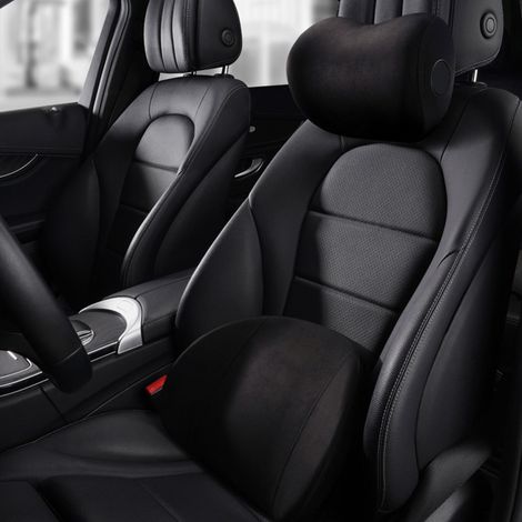(Exklusiv in Südostasien erhältlich) Kopfstütze, Rückenlehne und Nackenkissen aus Memory-Schaum fürs Auto (Empfohlener Verkaufspreis: 119 THB) Schwarze Kopfstütze (1/2)