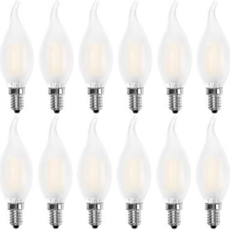 Ampoule LED E14 Flamme,Forme de Bougie,Blanc Chaud 2700K,4W Equivalence Incandescence 40W,400lm, Lot de 12 [Classe énergétique A+]