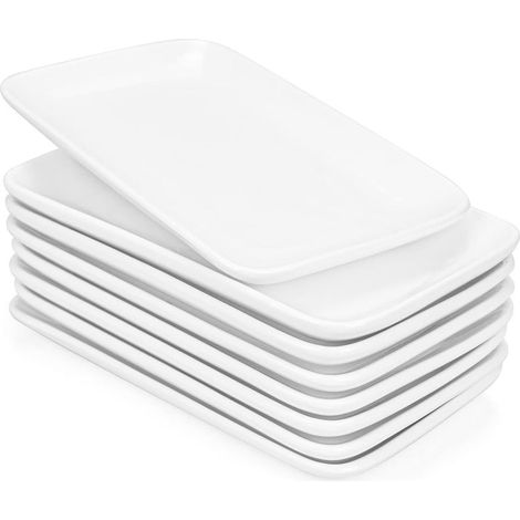 AZB Lot de 8 assiettes rectangulaires en porcelaine Blanc 20,3 cm,AZB Lot de 8 assiettes rectangulaires en porcelaine Blanc 20,3 cm (1/5)