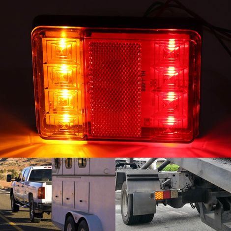 2pcs Feu Arrière 12V 8 LED Clignotant Stop pour Remorque Caravane Camping-car