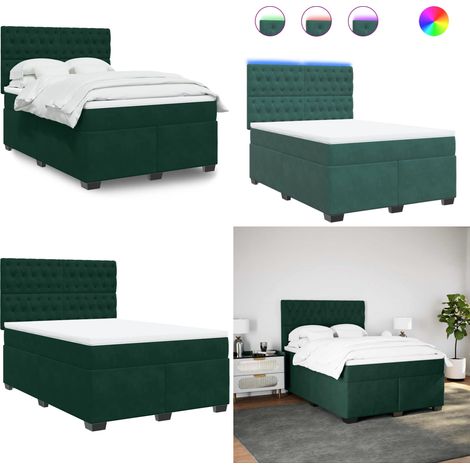 vidaXL Sommier à lattes de lit et matelas Vert foncé 140x190cm Velours (1/5)