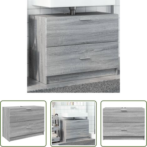 vidaXL Rangement salle de bain - Armoire d'évier sonoma gris 78x37x59 cm bois d'ingénierie (1/5)