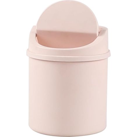 Kleiner Kunststoff Abfalleimer mit Klappdeckel, 2 Liter, rosa (1/4)