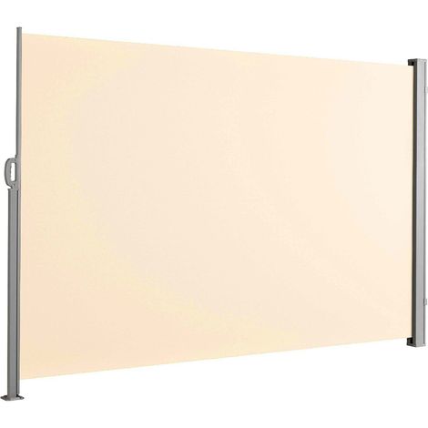 Store latéral extérieur 280 g/m² brise vue pour terrasse, structure aluminium, Beige 200 x 400 cm (1/4)