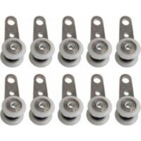 Pair Lntyq Lot De 10 Roulettes Pour Baies Vitrées Ou Portes Coulissantes - En Métal Et En Plastique - 4,5 X 1,9 Cm