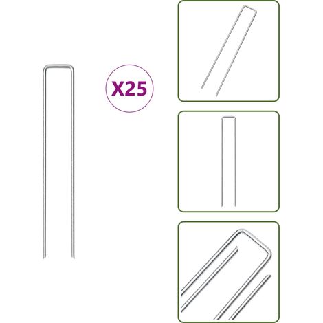 Bodenbefestigung - vidaXL Bodenanker 25 Stk. U-Form 20x3,5 cm Verzinkter Stahl - Schutzfolie