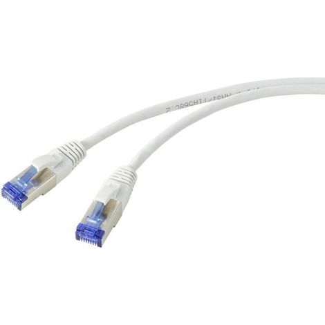 Câble réseau RJ45 CAT 6a S/FTP 5 m gris Slimline flexible avec cliquet d’encastrement et norme ignifuge – 1 pièce (1/4)