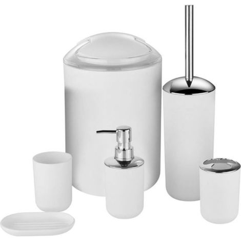 Juego de 6 piezas para el baño (dispensador, escobilla de baño, papelera)