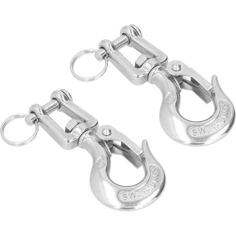 2 pièces Crochet de levage à chape en acier inoxydable 304 Accessoire de gréement avec loquet de sécurité (3/16 (150 kg) ) (1/5)
