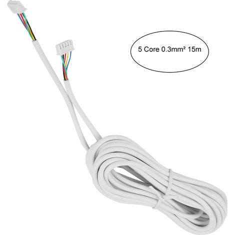 Câble en cuivre souple rond à 5 conducteurs de 0,3 mm pour interphone vidéo, 15 m