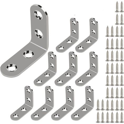 10er-Pack Edelstahl-Winkelverbinder, Vierkantwinkel (inkl. Schrauben), 40 x 40 mm, abgerundete Kante (1/5)