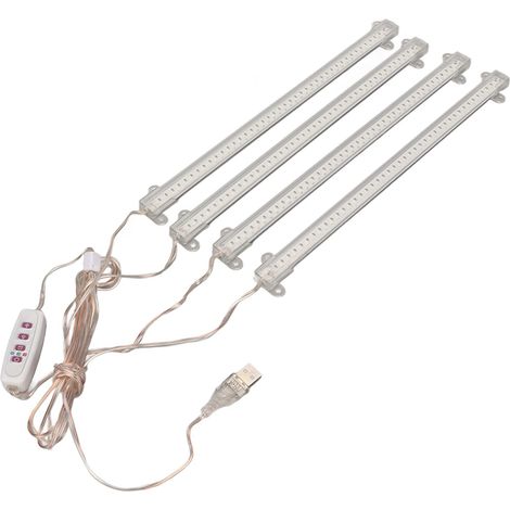 Lampada per la crescita delle piante a 4 teste con USB – 4000K, 168 LED – Timer con funzione di memoria – Ideale per piante grasse