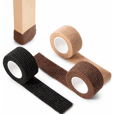 1 Lot 3 Pcs Bande Protection Pied Chaise Feutre Adhésif Noir-Café-Kaki 2,5cmx200cm Anti-Rayure Sol (1/5)