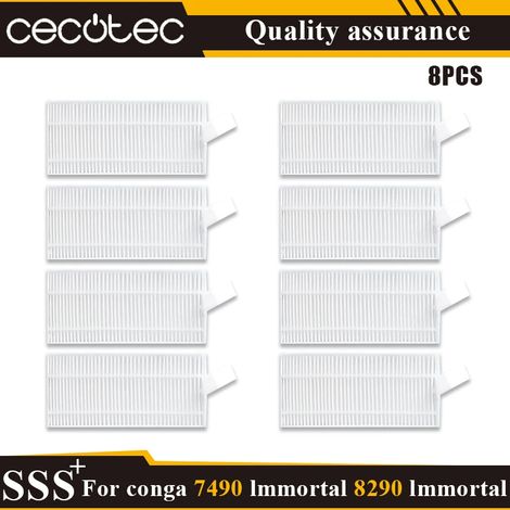 (8 pièces) Accessoires pour aspirateurs Cecotec Conga 7490 Immortal/8290 Immortal : rouleau principal, brosse latérale, filtre HEPA, lingette de nettoyage et sac à poussière. (1/4)