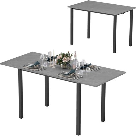 Ausziehbarer Tisch für 6 Personen, modernes Design mit großer Tischplatte und dunkelgrauem Stahlgestell