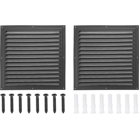 Ventilateur De Pignon En Aluminium 12"x12", 2Pcs Vent De Sortie Murale Extérieure Vents De Sous-Toit Carrés Grille D'Air HVAC À Persiennes Avec Écran Intégré, Noir (1/5)