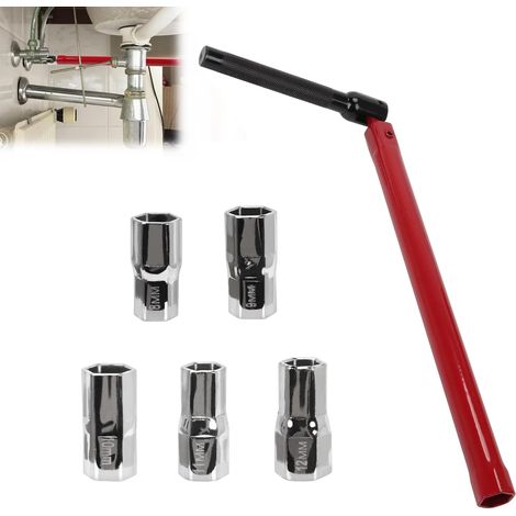 Clé Robinet Evier,Clé à Robinet,Outil Pour L'Installation De Robinets 8-13 Mm,Jeu de Clés Pour Écrou De Robinet, Pour La Réparation Des Robinets,Rouge(Manchon 5) (1/5)