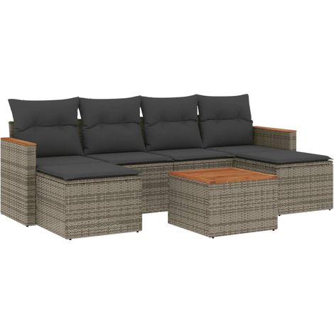 Maison Exclusive - 7-tlg. Garten-Sofagarnitur mit Kissen Grau Pol